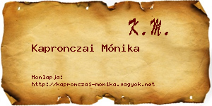 Kapronczai Mónika névjegykártya